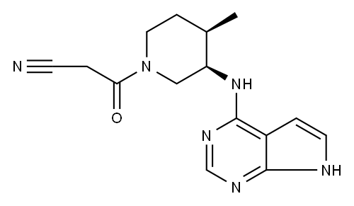 1-Piperidinepropanenitrile, 4-methyl-β-oxo-3-(7H-pyrrolo[2,3-d]pyrimidin-4-ylamino)-, (3R,4R)- Structure