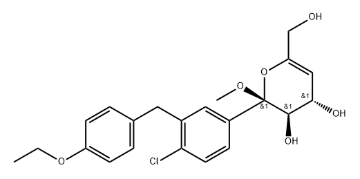 (2S,3R,4S)-2-(4-Chloro-3-(4-ethoxybenzyl)phenyl)-6-(hydroxymethyl)-2-methoxy-3,4-dihydro-2H-pyran-3,4-diol Structure