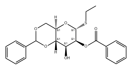 Ethyl 2-O-benzoyl-4,6-O-benzylidene-D-thiomannopyranoside 구조식 이미지