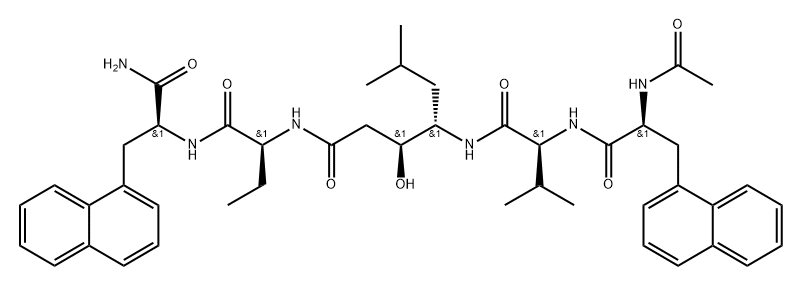 L-Alaninamide, N-acetyl-3-(1-naphthalenyl)-L-alanyl-L-valyl-(3S,4S)-4-amino-3-hydroxy-6-methylheptanoyl-(2S)-2-aminobutanoyl-3-(1-naphthalenyl)- Structure