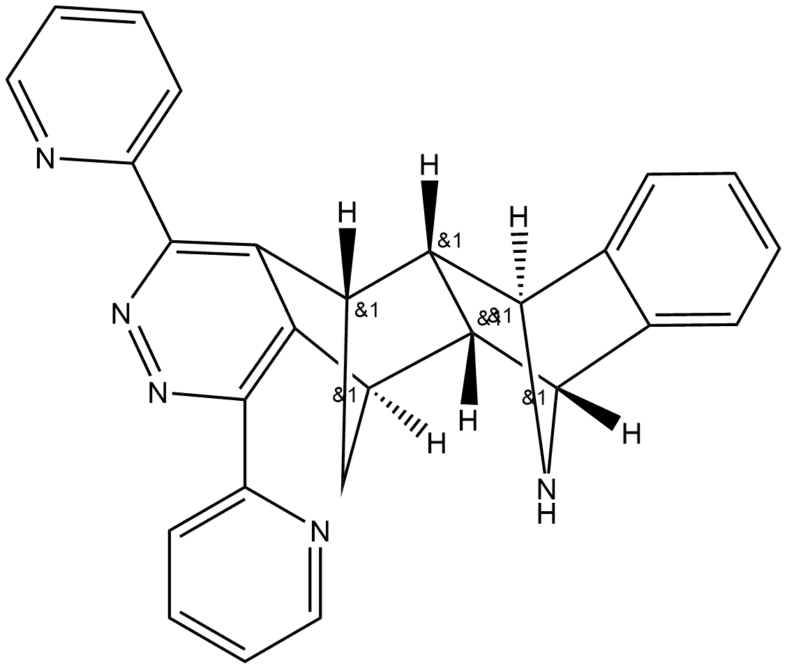 6,11-Imino-5,12-methanonaphtho[2,3-g]phthalazine, 5,5a,6,11,11a,12-hexahydro-1,4-di-2-pyridinyl-, (5R,5aR,6R,11S,11aS,12S)-rel- 구조식 이미지