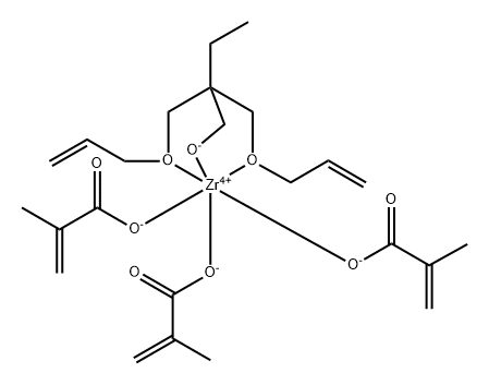Zirconium, 2,2-bis(2-propenyloxy-.kappa.O)methyl-1-butanolato-.kappa.Otris(2-methyl-2-propenoato-.kappa.O)-, (OC-6-22)- Structure