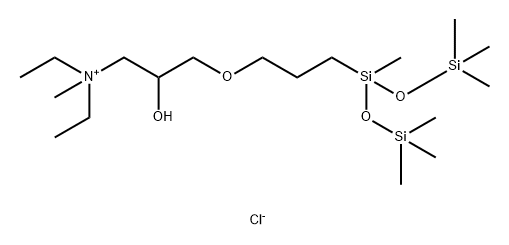 1-Propanaminium,N,N-diethyl-2-hydroxy-N-methyl-3-[3-[1,3,3,3-trimethyl-1-[(trimethylsilyl)oxy]-1-disiloxanyl]propoxy]-,chloride(1:1) Structure