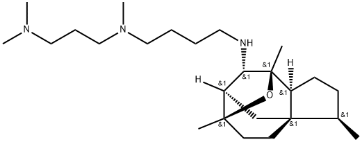 1,4-Butanediamine, N'-[(3R,3aS,6R,7R,8S,9S,9aS)-decahydro-3,6,9-trimethyl-6,9-epoxy-3a,7-methano-3aH-cyclopentacycloocten-8-yl]-N-[3-(dimethylamino)propyl]-N-methyl- (9CI) 구조식 이미지