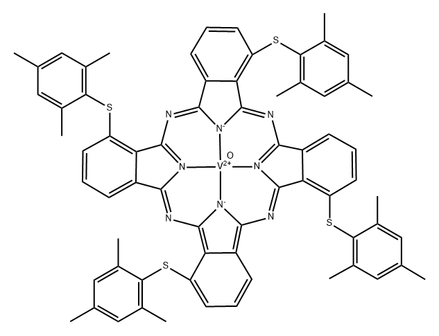 Vanadium, oxo[1,8,15,22-tetrakis[(2,4,6-trimethylphenyl)thio]-29H,31H-phthalocyaninato(2-)-κN29,κN30,κN31,κN32]-, (SP-5-12)- Structure