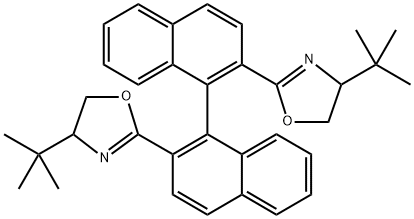 (S)-2,2'-bis((S)-4-(tert-butyl)-4,5-dihydrooxazol-2-yl)-1,1'-binaphthalene 구조식 이미지