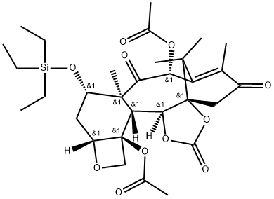 3a,7-Methano-3aH-oxeto[2'',3'':5',6']benzo[1',2':3,4]cyclodeca[1,2-d]-1,3-dioxole-2,5,9(4H,8H)-trione, 8,13a-bis(acetyloxy)-9a,10-11,11a,13,13a,13b,13c-octahydro-6,9a,14,14-tetramethyl-1-[(triethylsilyl)oxy]-, (3aS,8R,9aS,10S,11aR,13aS,13bR,13cS)- (9CI) Structure