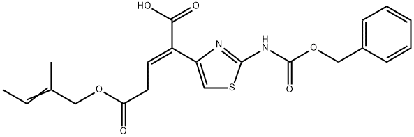 (E,Z)-2-(2-Benzyloxycarbonylamino-4-thiazol)-4-(3-methyl-2-butenyloxycarbonyl)-2-butenoic acid Structure