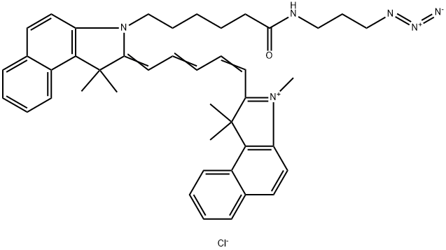 1H-Benz[e]indolium, 2-[5-[3-[6-[(3-azidopropyl)amino]-6-oxohexyl]-1,3-dihydro-1,1-dimethyl-2H-benz[e]indol-2-ylidene]-1,3-pentadien-1-yl]-1,1,3-trimethyl-, chloride (1:1) 구조식 이미지