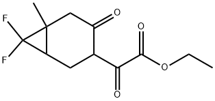 Ethyl 2-(7,7-difluoro-6-methyl-4-oxobicyclo[4.1.0]heptan-3-yl)-2-oxoacetate 구조식 이미지