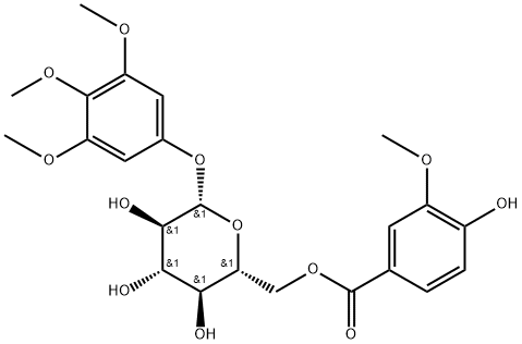 β-D-Glucopyranoside, 3,4,5-trimethoxyphenyl, 6-(4-hydroxy-3-methoxybenzoate) Structure