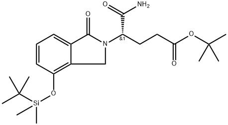 2H-Isoindole-2-butanoic acid, γ-(aminocarbonyl)-4-[[(1,1-dimethylethyl)dimethylsilyl]oxy]-1,3-dihydro-1-oxo-, 1,1-dimethylethyl ester, (γS)- 구조식 이미지