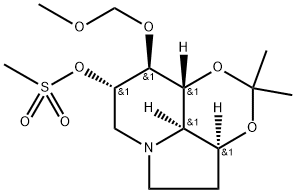 1,3-Dioxino4,5,6-hiindolizin-8-ol, octahydro-9-(methoxymethoxy)-2,2-dimethyl-, methanesulfonate (ester), 3aS-(3a.alpha.,8.alpha.,9.beta.,9a.beta.,9b.alpha.)- 구조식 이미지