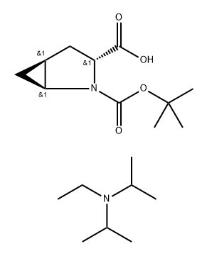 2-Azabicyclo[3.1.0]hexane-2,3-dicarboxylic acid, 2-(1,1-dimethylethyl) ester, compd. with N-ethyl-N-(1-methylethyl)-2-propanamine (1:1), (1S,3R,5S)- 구조식 이미지