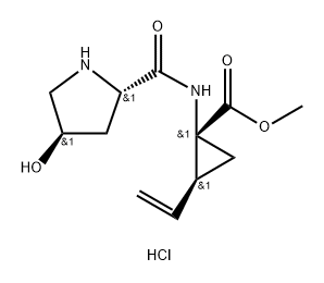 Cyclopropanecarboxylic acid, 2-ethenyl-1-[[[(2S,4R)-4-hydroxy-2-pyrrolidinyl]carbonyl]amino]-, methyl ester, hydrochloride (1:1), (1R,2S)- Structure