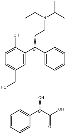 Benzeneacetic acid, α-hydroxy-, (αS)-, compd. with 3-[(1R)-3-[bis(1-methylethyl)amino]-1-phenylpropyl]-4-hydroxybenzenemethanol (1:1) Structure