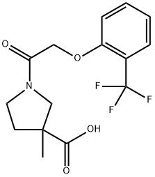 3-methyl-1-(2-(2-(trifluoromethyl)phenoxy)acetyl)pyrrolidin-3-carboxylic? acid Structure