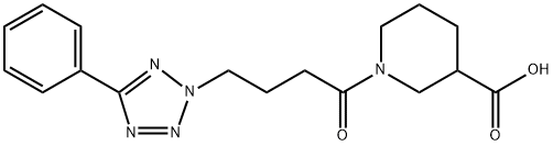 1-(4-(5-phenyl-2H-tetrazole-2-yl)butanoyl)Nipecotic acid 구조식 이미지