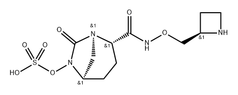 (1R,2S,5R)-2-((((R)-azetidin-2-yl)methoxy)carbamoyl)-7-oxo-1,6-diazabicyclo[3.2.1]octan-6-yl hydrogen sulfate Structure