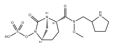 (2S,5R)-N-Methyloxy-7-oxo-N-(pyrrolidin-2- ylmethyl)-6-(sulfooxy)-1,6-diazabicyclo[3.2.1] octane-2-carboxamide Structure