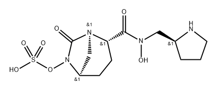 (2S,5R)-N-Hydroxy-7-oxo-N-((2S)-pyrrolidin-2- ylmethyl)-6-(sulfooxy)-1,6-diazabicyclo[3.2.1] octane-2-carboxamide 구조식 이미지