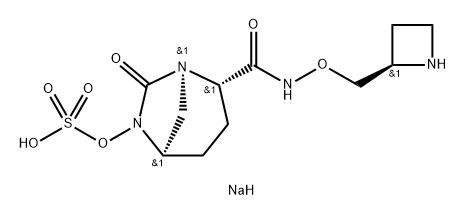 Sulfuric acid, mono[(1R,2S,5R)-2-[[[(2R)-2- azetidinylmethoxy]amino]carbonyl]-7-oxo-1, 6-diazabicyclo[3.2.1]oct-6-yl] ester, sodium salt (1:1) Structure