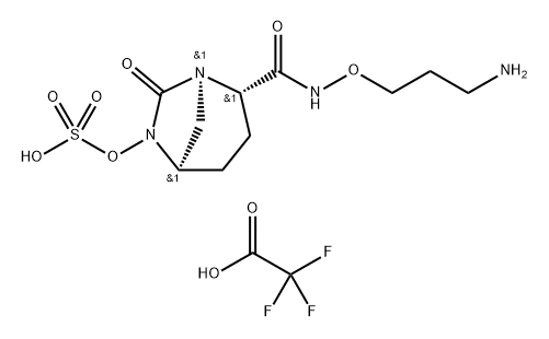 (2S,5R)-N-(3-aminopropyloxy)-7-oxo-6-(sulfooxy)-1,6-diazabicyclo[3.2.1]octane-2-carboxamide trifluoroacetic acid salt Structure