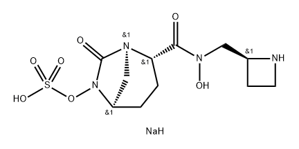 Sulfuric acid, mono[(1R,2S,5R)-2-[[[(2S)-2- azetidinylmethyl]hydroxyamino]carbonyl]-7- oxo-1,6-diazabicyclo[3.2.1]oct-6-yl] ester, sodium salt (1:1) 구조식 이미지