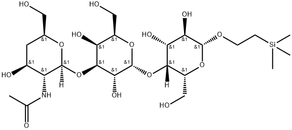 2-(trimethylsilyl)ethyl 4-O-(3-O-(2-acetamido-2,4-dideoxy-xylohexopyranosyl)galactopyranosyl)galactopyranoside 구조식 이미지