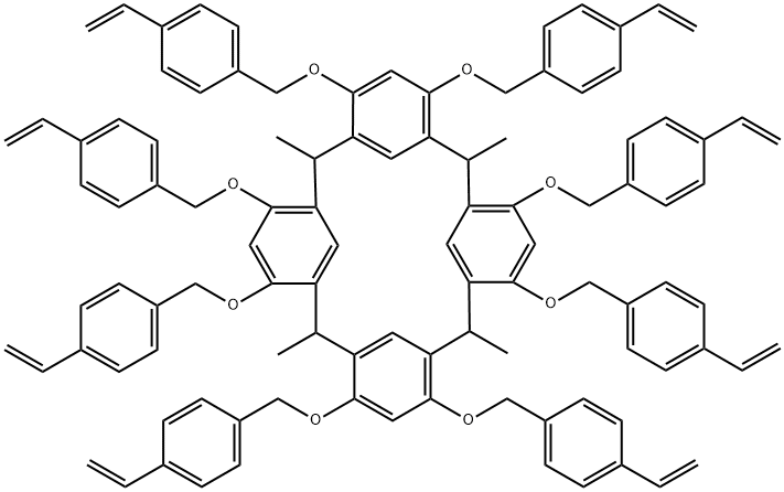4,6,10,12,16,18,22,24-octakis[(4-ethenylphenyl)methoxy]-2,8,14,20-tetramethylpentacyclo[19.3.1.13,7.19,13.115,19]octacosa-1(25),3,5,7(28),9,11,13(27),15,17,19(26),21,23-dodecaene Structure