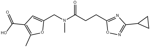 3-Furancarboxylic acid, 5-[[[3-(3-cyclopropyl-1,2,4-oxadiazol-5-yl)-1-oxopropyl]methylamino]methyl]-2-methyl- Structure