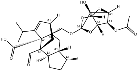 1,4-Methano-s-indacene-3a(1H)-carboxylic acid, 8a-[[[(2R,3aS,5R,6R,6aS)-6-(acetyloxy)tetrahydro-7-hydroxy-2,5-methanofuro[2,3-d]-1,3-dioxol-2-yl]oxy]methyl]-4-formyl-4,4a,5,6,7,7a,8,8a-octahydro-7-methyl-3-(1-methylethyl)-, (1R,3aR,4S,4aR,7R,7aR,8aS)- Structure