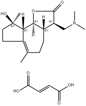 Azuleno[4,5-b]furan-2(3H)-one, 3-[(dimethylamino)methyl]-3a,4,5,7,8,9,9a,9b-octahydro-9-hydroxy-6,9-dimethyl-, (3R,3aS,9R,9aS,9bS)-, (2E)-2-butenedioate (1:1) 구조식 이미지