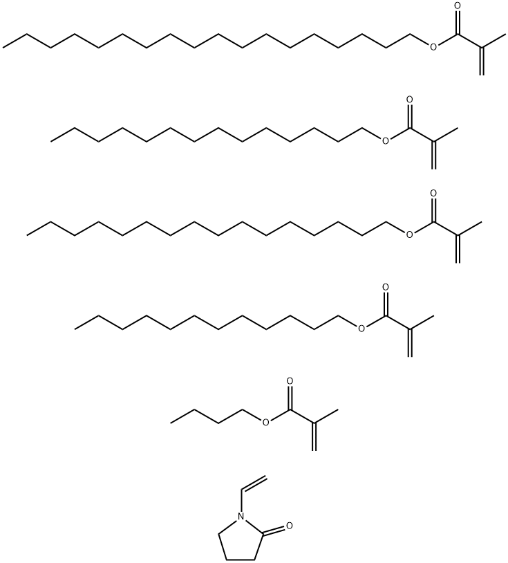 2-프로펜산,2-메틸-,부틸에스테르,도데실2-메틸-2-프로페노에이트,1-에테닐-2-피롤리디논,헥사데실2-메틸-2-프로페노에이트,옥타데실2-메틸-2-프로페노에이트및테트라데실2-메틸-2-프로페노에이트 구조식 이미지