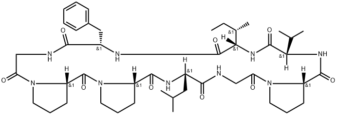 Cyclo(glycyl-L-prolyl-L-prolyl-L-leucylglycyl-L-prolyl-L-valyl-L-isoleucyl-L-phenylalanyl) Structure