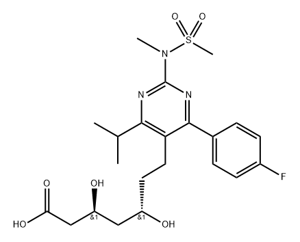 5-Pyrimidineheptanoic acid, 4-(4-fluorophenyl)-β,δ-dihydroxy-6-(1-methylethyl)-2-[methyl(methylsulfonyl)amino]-, (βS,δS)- Structure