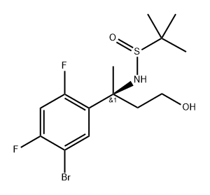 2-Propanesulfinamide, N-[(1S)-1-(5-bromo-2,4-difluorophenyl)-3-hydroxy-1-methylpropyl]-2-methyl-, [S(R)]- Structure