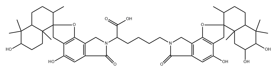 Spiro[2H-furo[2,3-e]isoindole-2,1′(2′H)-naphthalene]-7(3H)-hexanoic acid, α-[(1′R,2′R,4′aS,6′R,8′aS)-3′,4′,4′a,5′,6,6′,7′,8,8′,8′a-decahydro-4,6′-dihydroxy-2′,5′,5′,8′a-tetramethyl-6-oxospiro[2H-furo[2,3-e]isoindole-2,1′(2′H)-naphthalen]-7(3H)-yl]-3′,4′,4′a,5′,6,6′,7′,8,8′,8′a-decahydro-4,6′,7′-trihydroxy-2′,5′,5′,8′a-tetramethyl-6-oxo-, (αS,1′R,2′R,4′aS,6′S,7′R,8′aS)- Structure