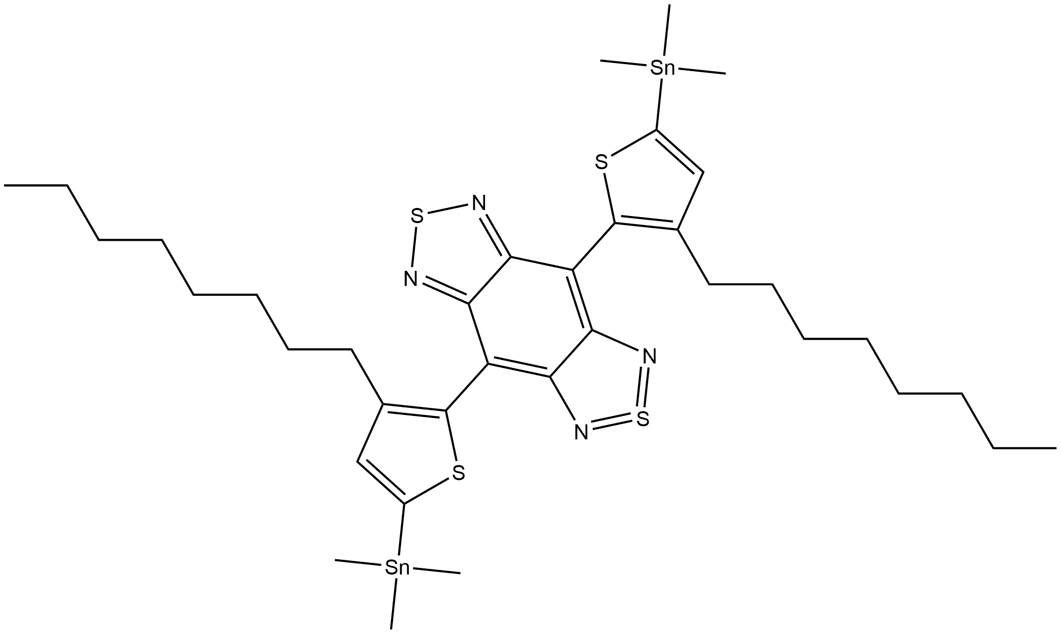 2λ4δ2-Benzo[1,2-c:4,5-c']bis[1,2,5]thiadiazole, 4,8-bis[3-octyl-5-(trimethylstannyl)-2-thienyl]- Structure