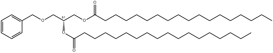 Octadecanoic acid, 1,1'-(1R)-1-[(phenylmethoxy)methyl]-1,2-ethanediyl ester 구조식 이미지