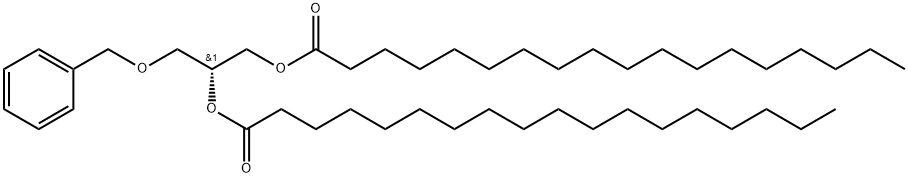 Octadecanoic acid, 1,1'-(1R)-1-[(phenylmethoxy)methyl]-1,2-ethanediyl ester Structure