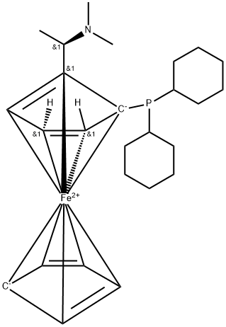 Ferrocene, 1-(dicyclohexylphosphino)-2-[1-(dimethylamino)ethyl]-, [S-(R*,S*)]- (9CI) Structure