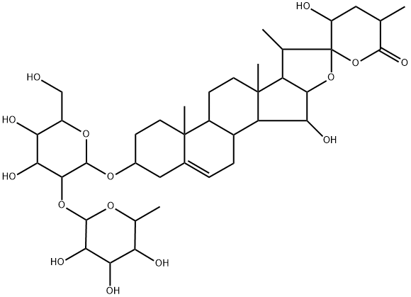 Spirost-5-en-26-one, 3-((2-O-(6-deoxy-alpha-L-mannopyranosyl)-beta-D-g lucopyranosyl)oxy)-15,23-dihydroxy-, (3beta,15alpha,22beta,23R,25R)- Structure