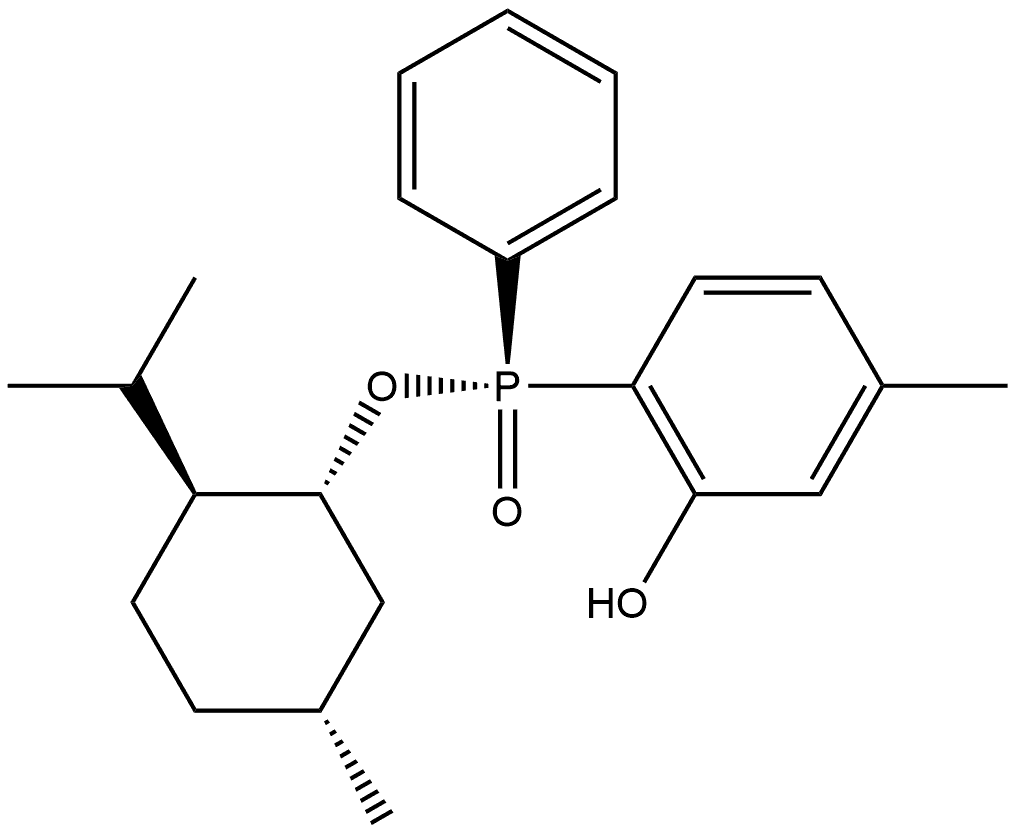 (Rp)-(-)-Menthyl phenyl-2-hydroxy-4- methyl-phenyl phosphinate 구조식 이미지