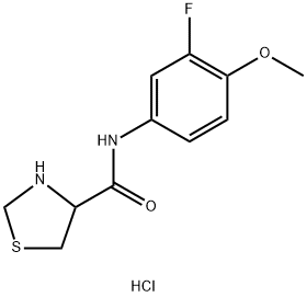 N-(3-fluoro-4-methoxyphenyl)thiazolidine-4-carboxamide hydrochloride 구조식 이미지