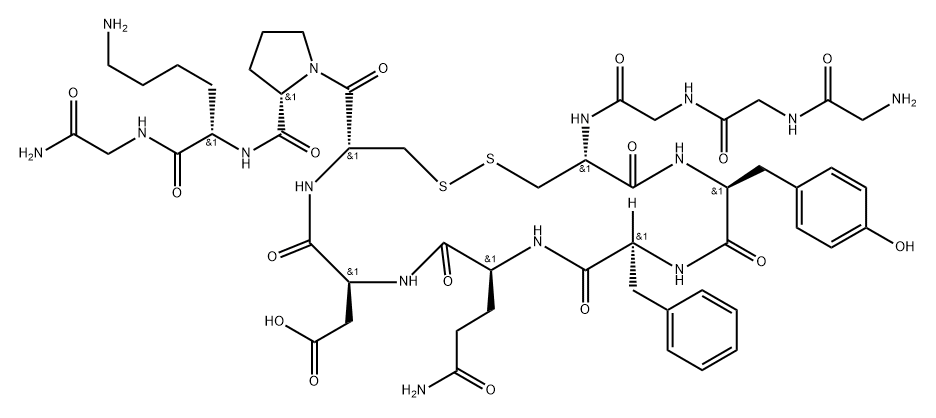 Vasopressin, N-[N-(N-glycylglycyl)glycyl]-5-L-aspartic acid-8-L-lysine- (9CI) Structure