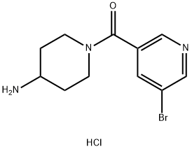 (4-Aminopiperidin-1-yl)(5-bromopyridin-3-yl)methanone hydrochloride Structure