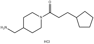 1-(4-(Aminomethyl)piperidin-1-yl)-3-cyclopentylpropan-1-one hydrochloride Structure
