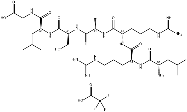 Glycine, N-[N-[N-[N-[N2-(N2-L-leucyl-L-arginyl)-L-arginyl]-L-alanyl]-L-seryl]-L-leucyl]-, tris(trifluoroacetate) (salt) (9CI) Structure