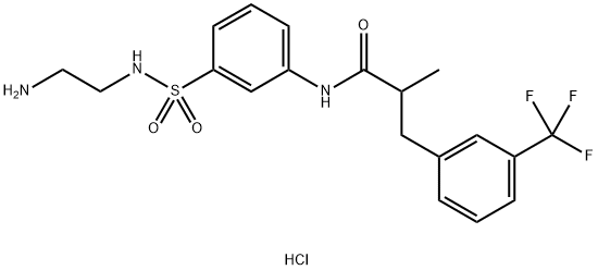 N-{3-[(2-aminoethyl)sulfamoyl]phenyl}-2-methyl-3-[3-(trifluoromethyl)phenyl]propanamide hydrochloride Structure